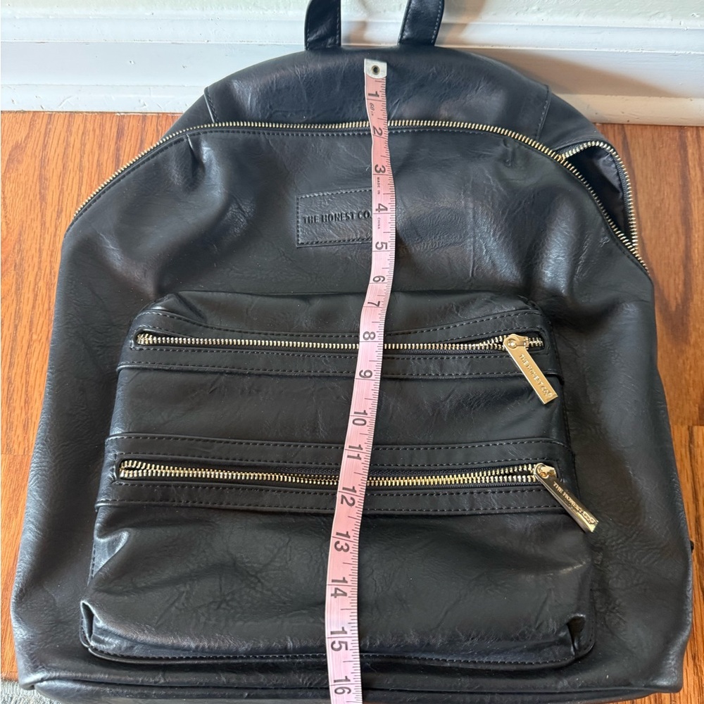 The Honest Company Black Faux Leather Backpack with Gold Hardware - Picture 9 of 11